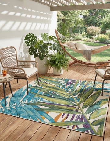 6' x 6' Easy-Clean Botanical Indoor / Outdoor Square Rug
