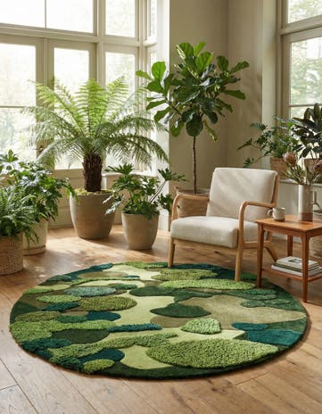 Green Moss Garden Round Rug