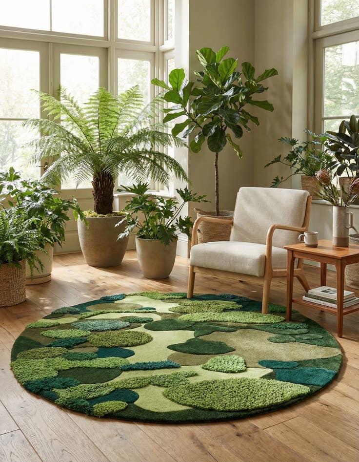 Detail image of 7' 1 x 7' 1 Moss Garden Round Rug