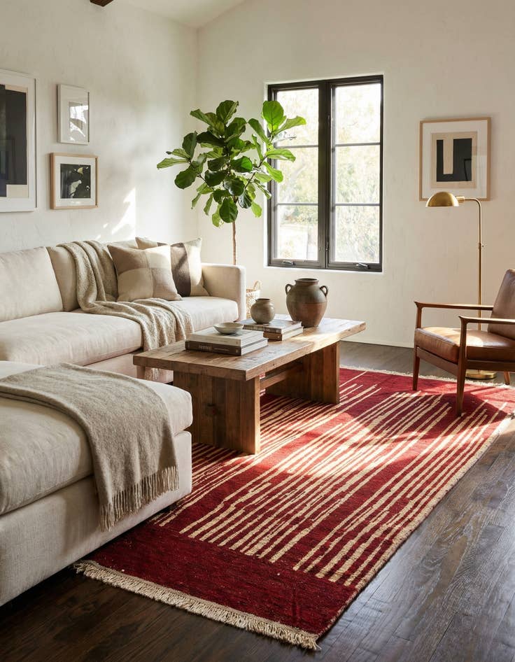 Detail image of 6' 1 x 9' 4 Hand Knotted Moroccan Wool Rug