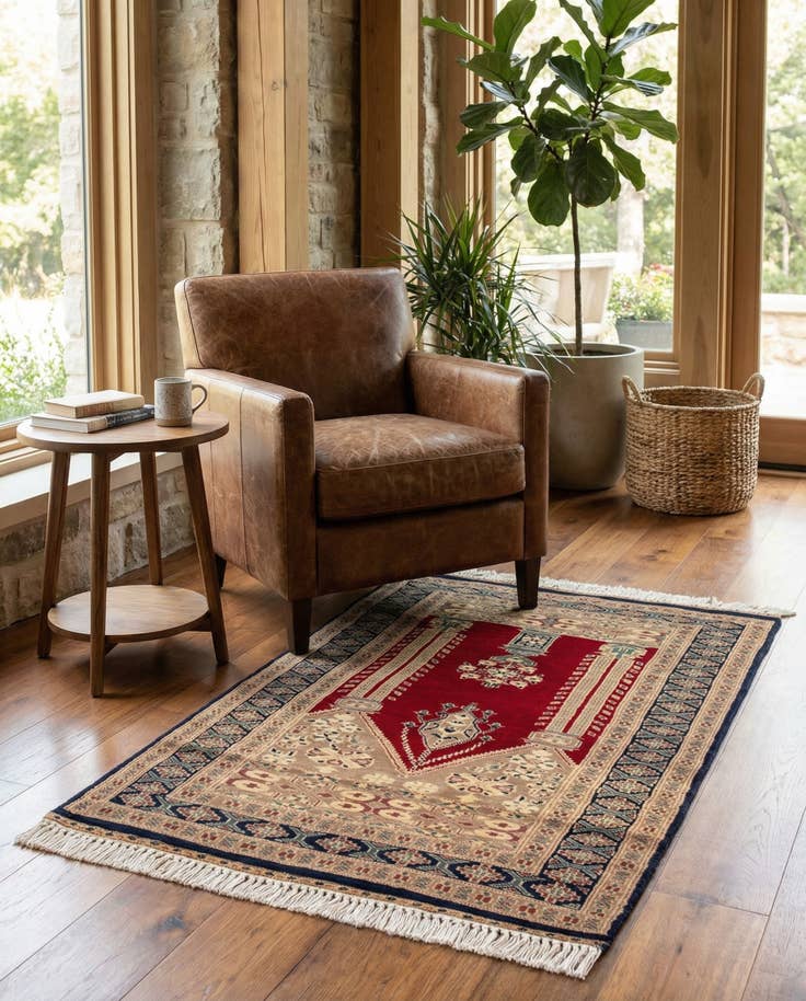 Detail image of 2' 8 x 4' 3 Hand Knotted Bokhara Oriental Wool Rug