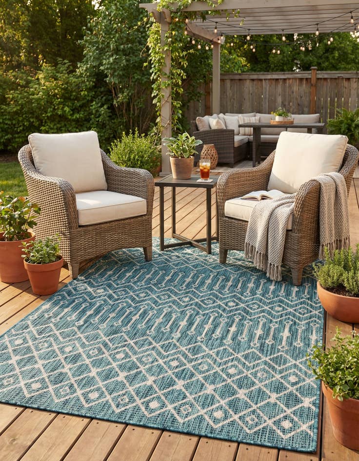 Detail image of 4' x 6' Easy-Clean Trellis Indoor / Outdoor Rug
