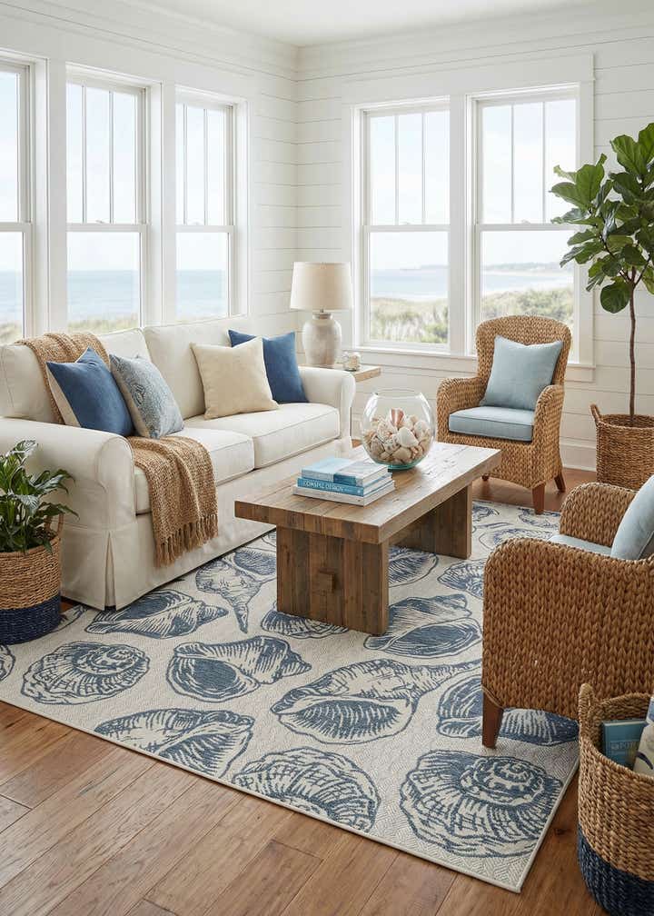 9' x 12' Easy-Clean Coastal Indoor / Outdoor Rug