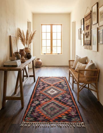 4' 5 x 7' 7 Hand Woven Kilim Fars Wool Runner Rug