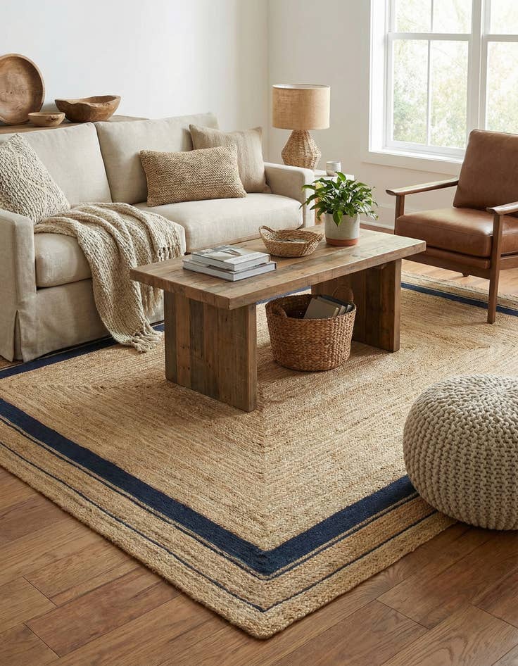 Detail image of  9' x 12' 2  Hand Braided Jute Rug