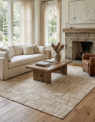4' 10 x 7' 9 Cowhide Leather Rug