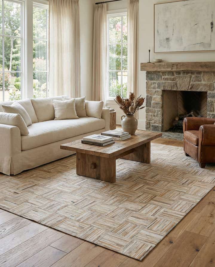 4' 10 x 7' 9 Cowhide Leather Rug