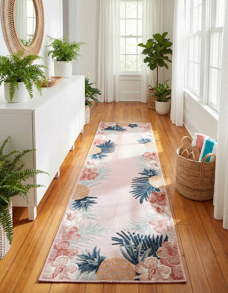 Detail image of 2' 2 x 8' Easy-Clean Botanical Indoor / Outdoor Runner Rug