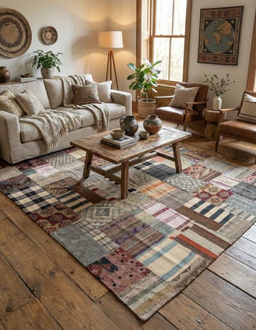 6' 5 x 10' Hand Woven Kilim Patchwork Wool Rug