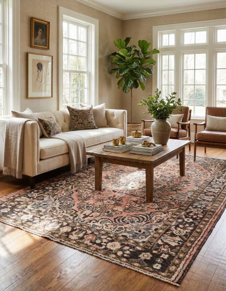 Detail image of  5' 5 x 9' 2  Hand Knotted Ultra Vintage Persian Wool Rug