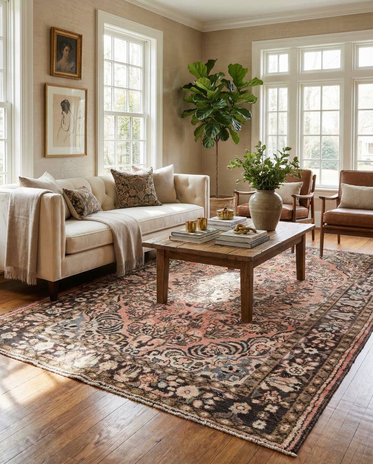 Detail image of 5' 5 x 9' 2 Hand Knotted Ultra Vintage Persian Wool Rug