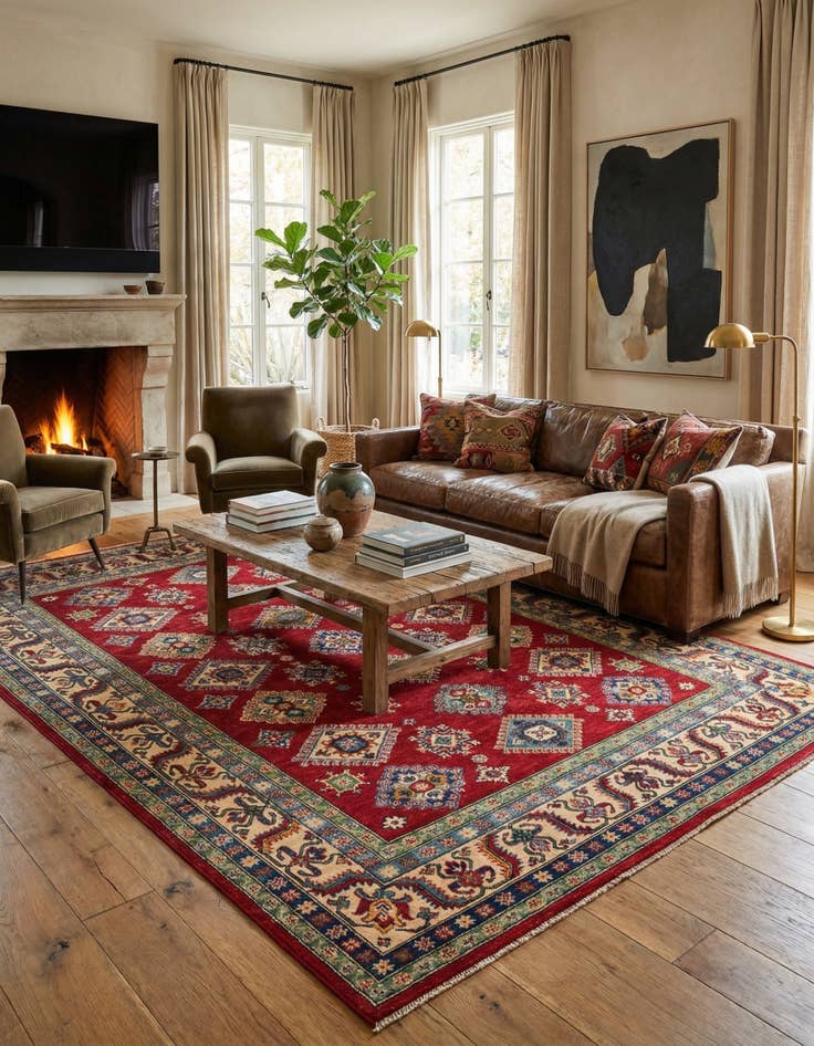 Detail image of  6' 7 x 9' 9  Hand Knotted Kazak Rug