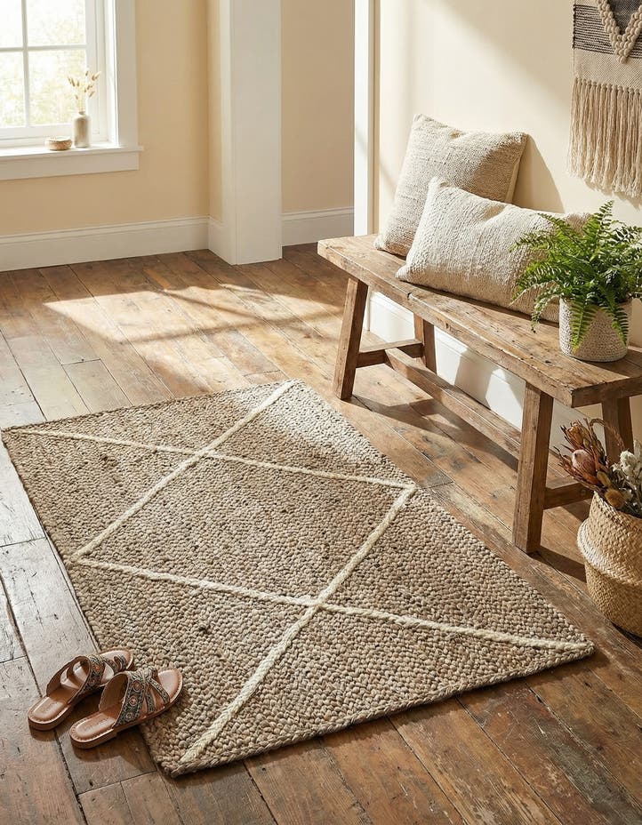 2' x 3' 1 Handmade Braided Jute Rug