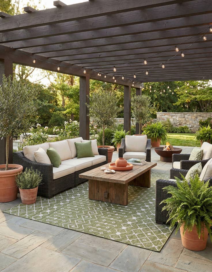 Detail image of 10' 8 x 10' 8  Washable Trellis Indoor / Outdoor Square Rug