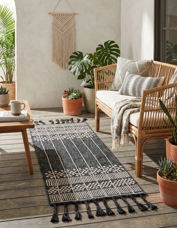 Detail image of 2' 2 x 5' 1 Easy-Clean Eco Bohemian Indoor / Outdoor Runner Rug
