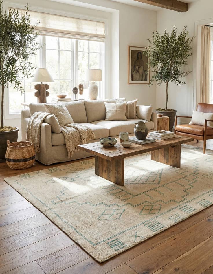 Detail image of 6' 6 x 9' 8  Hand Knotted Moroccan Wool Rug