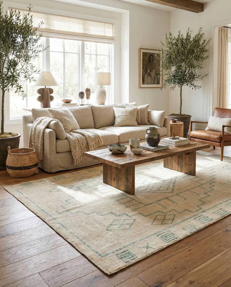 Detail image of 6' 6 x 9' 8 Hand Knotted Moroccan Wool Rug