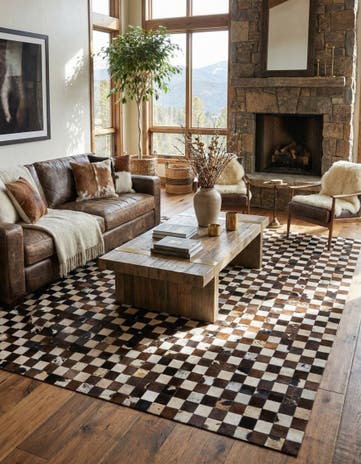 7' 11 x 9' 10 Cowhide Stocks Rug