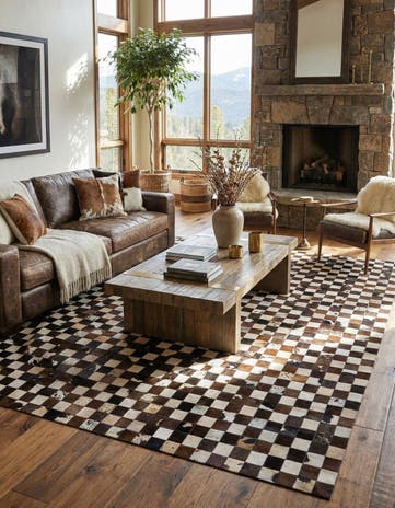 7' 11 x 9' 10 Cowhide Stocks Rug