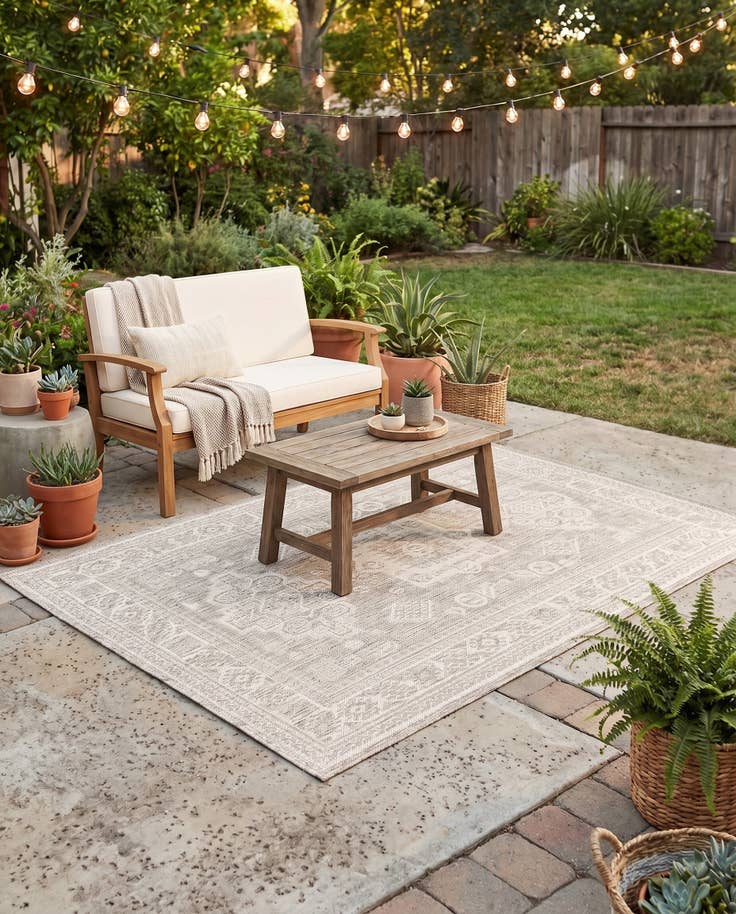 Detail image of 4' x 6' Easy-Clean Aztec Indoor / Outdoor Rug