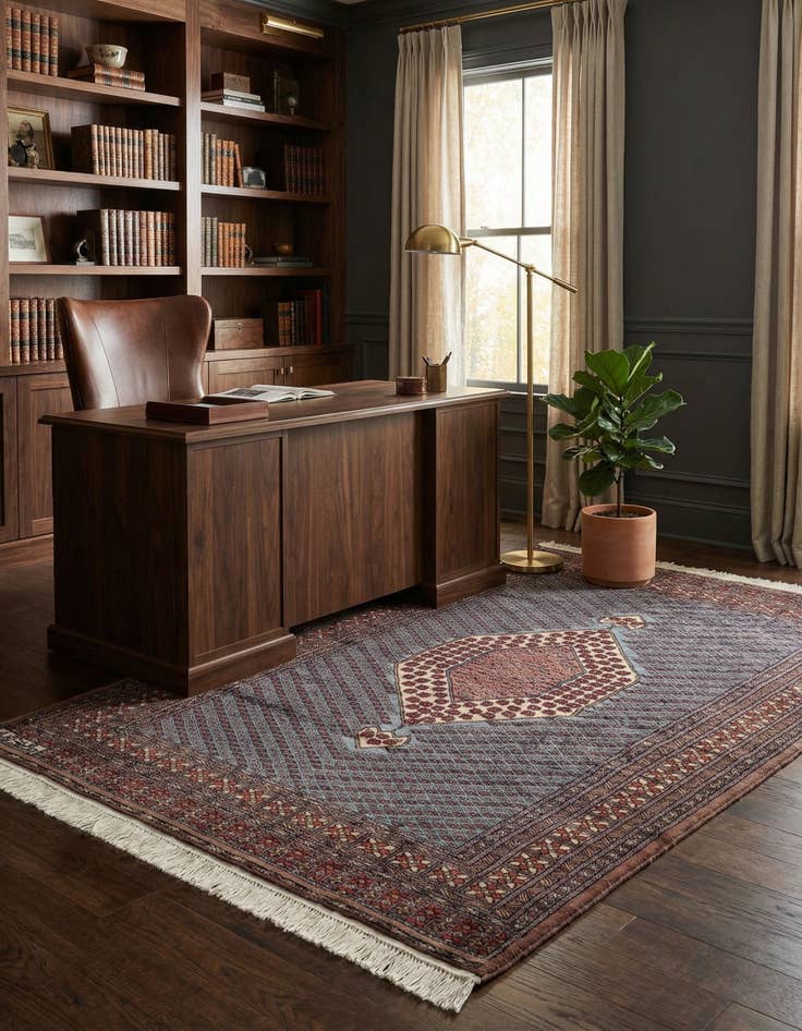 Detail image of 4' 2 x 6' 2 Hand Knotted Bokhara Oriental Wool Rug