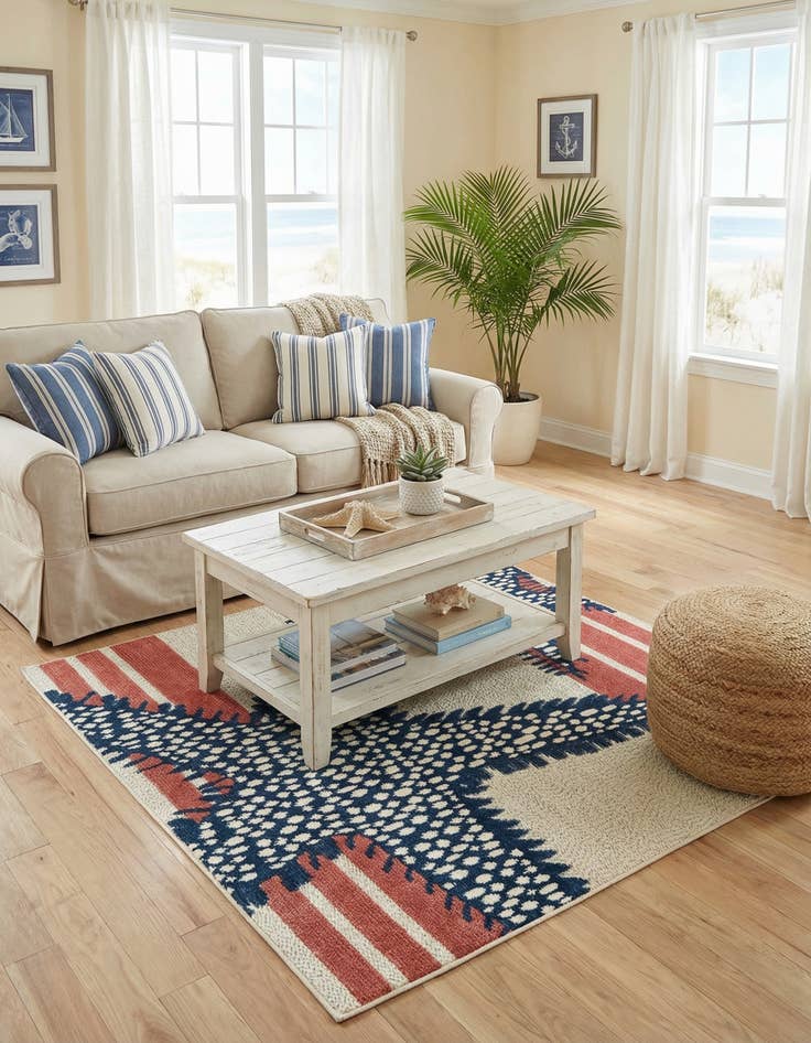 Detail image of 5' 3 x 5' 3  Washable Belize Indoor / Outdoor Square Rug