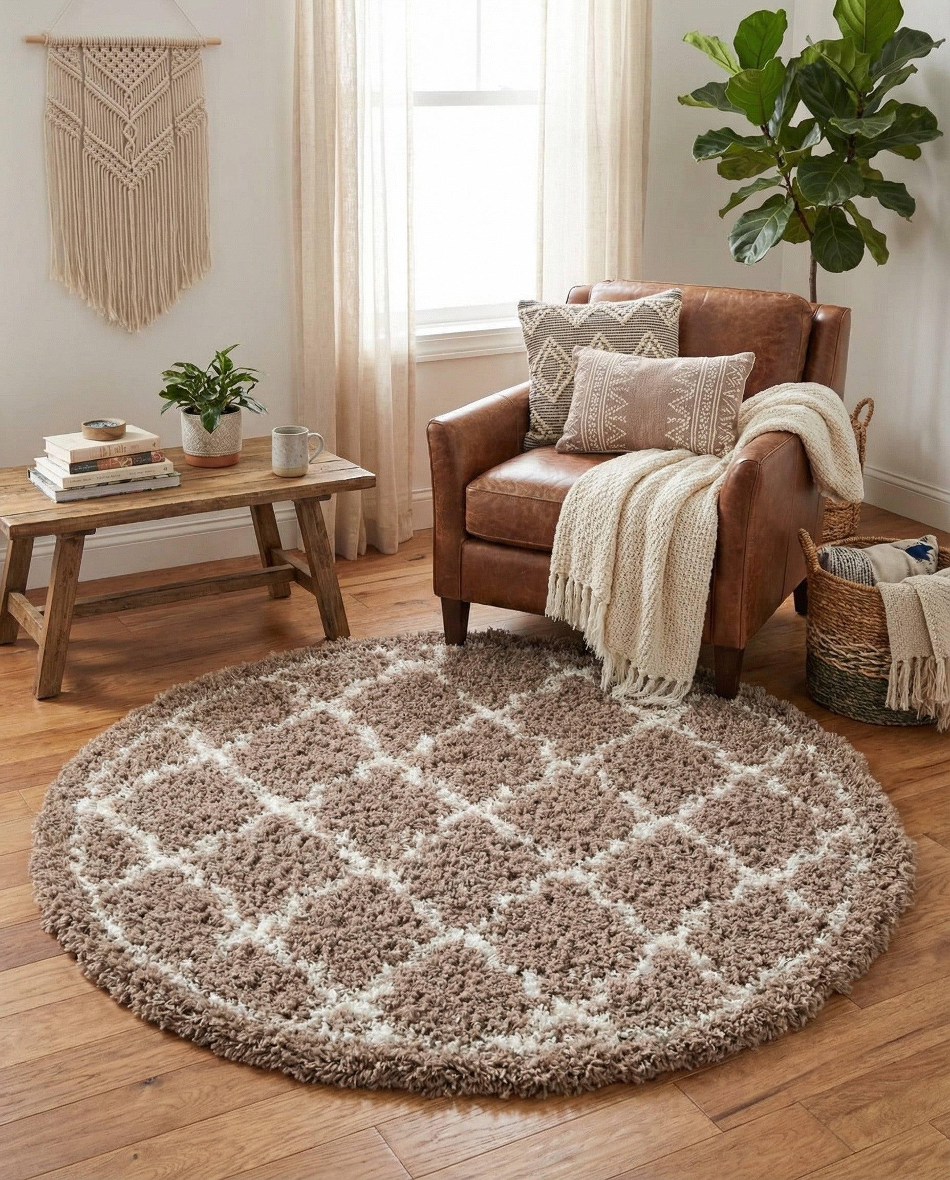  5' x 5' Infinity Shag Round Rug
