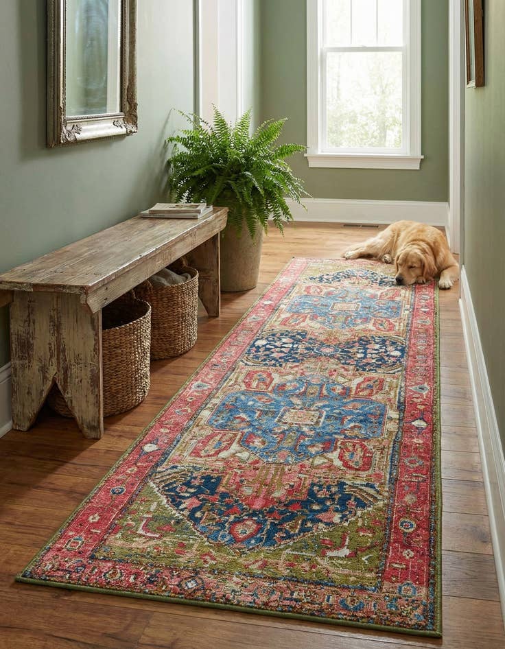 Detail image of  2' 7 x 10'  Washable Traditional Indoor / Outdoor Runner Rug