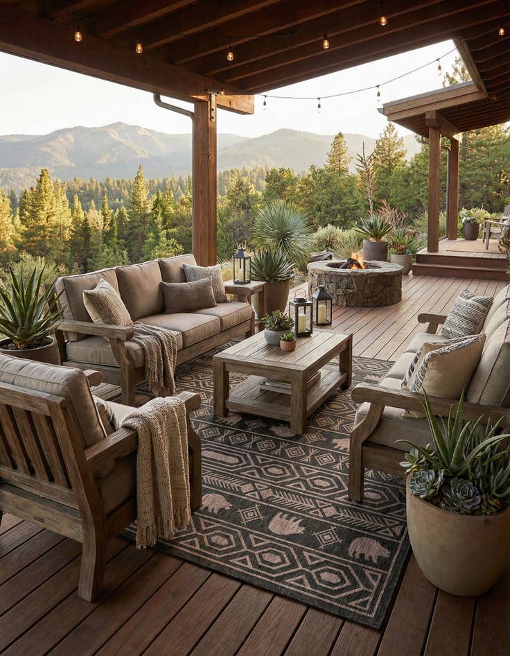 Detail image of 12' x 12'  Washable Southwestern Indoor / Outdoor Square Rug