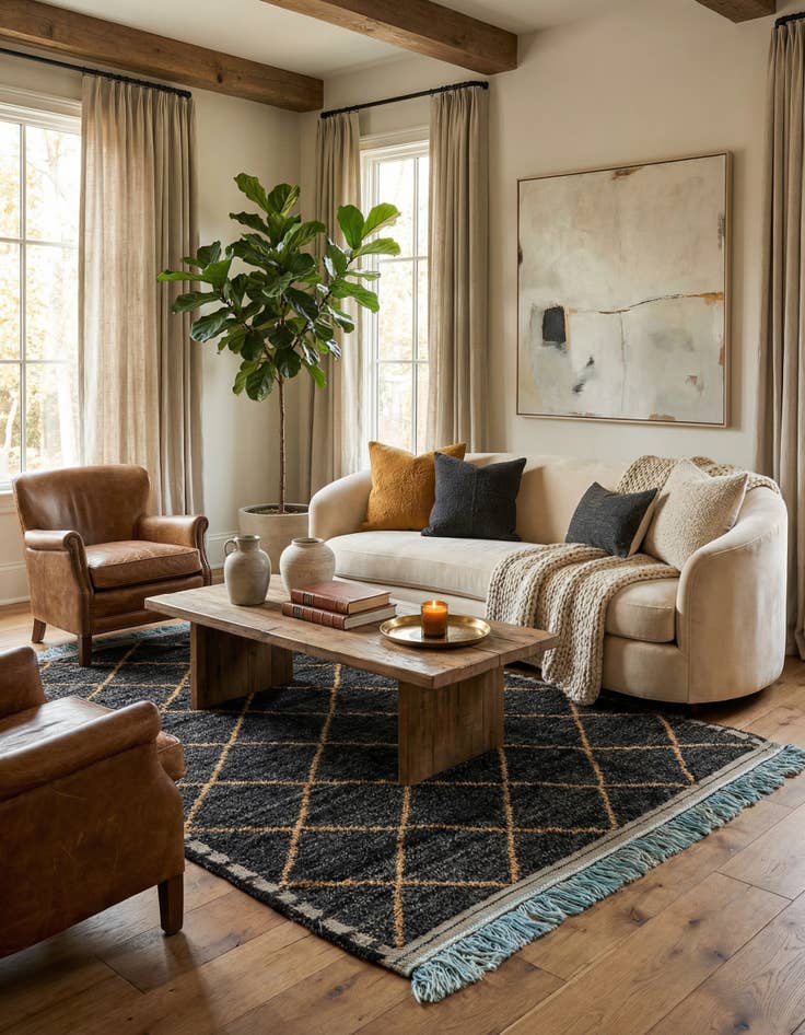 Detail image of 5' 2 x 8' 6  Hand Knotted Moroccan Wool Rug