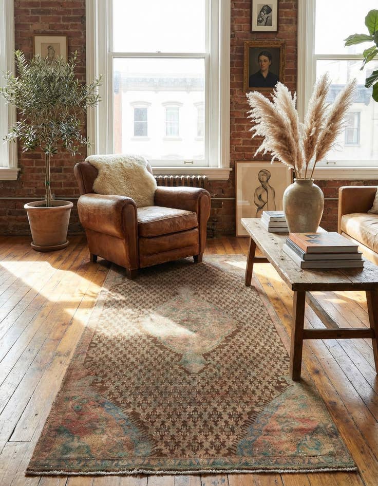 Detail image of 4' x 9' 3  Hand Knotted Ultra Vintage Persian Wool Runner Rug