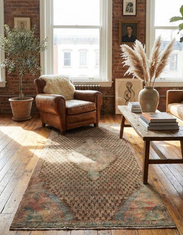 4' x 9' 3 Hand Knotted Ultra Vintage Persian Wool Runner Rug