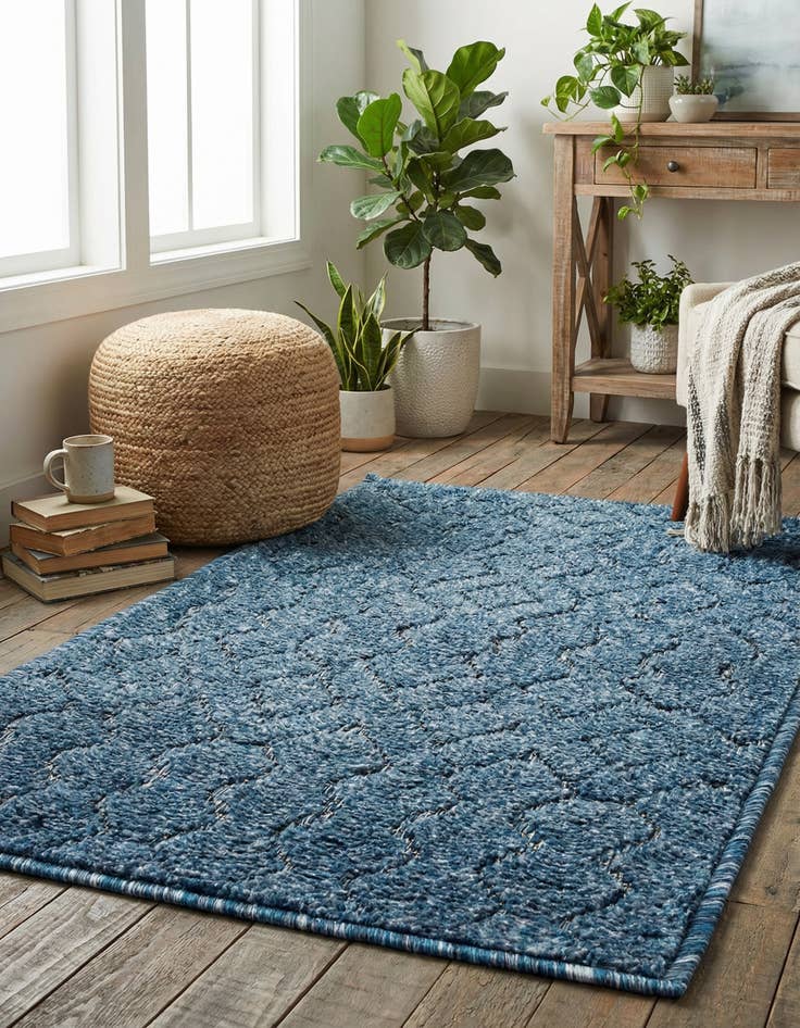 Detail image of 1' 4 x 1' 4  Washable Trellis Textured Indoor / Outdoor Sample Rug