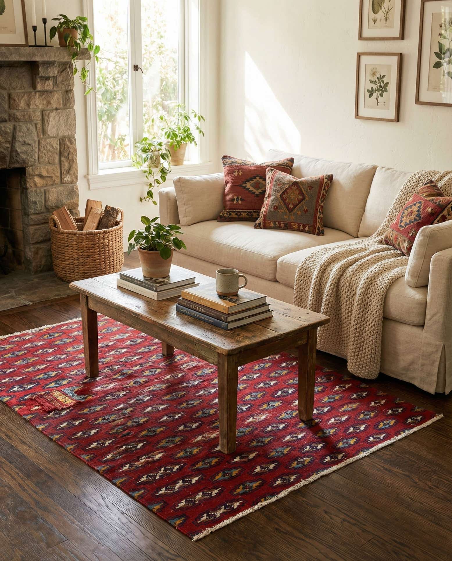 4' 7 x 6' Hand Knotted Ultra Vintage Persian Wool Rug