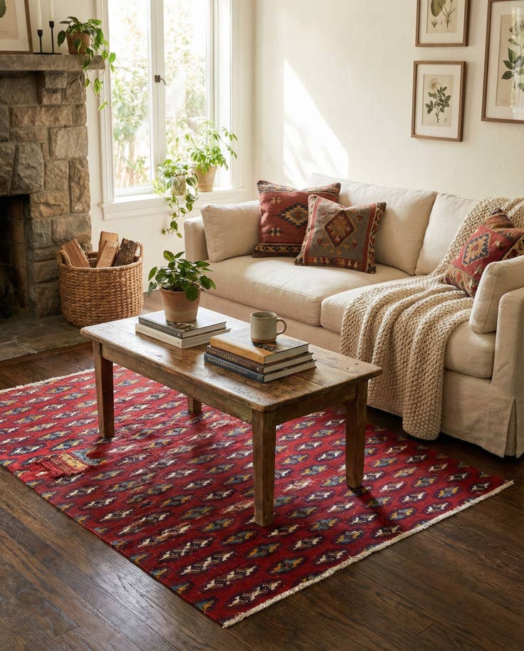 Detail image of 4' 7 x 6' Hand Knotted Ultra Vintage Persian Wool Rug