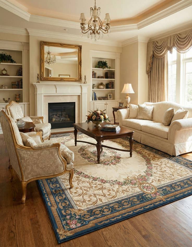 Detail image of 10' x 14'  Washable Traditional Indoor / Outdoor Rug