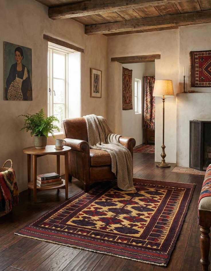 Detail image of  2' 9 x 4' 8  Hand Knotted Sumak Wool Rug