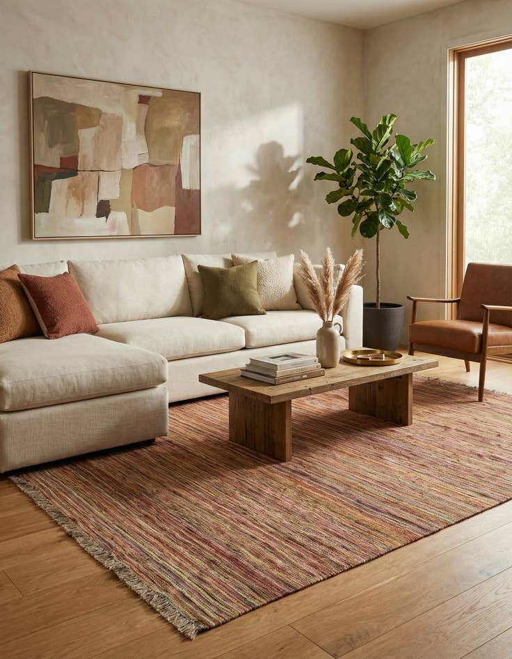 Detail image of 5' 8 x 8' 3  Hand Woven Kilim Modern Wool Rug