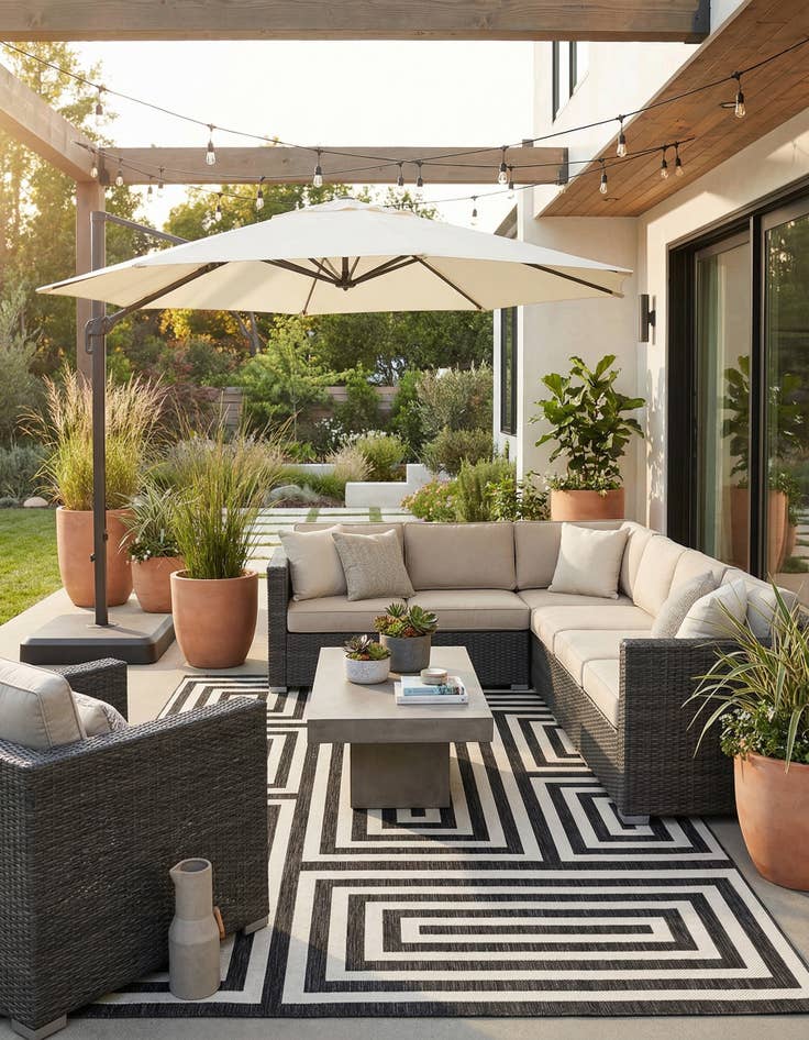 Detail image of 10' x 14'  Washable Modern Indoor / Outdoor Rug