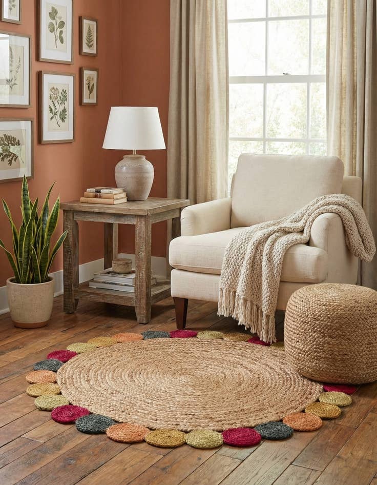 Detail image of 4' 1 x 4' 1  Hand Braided Jute Round Rug