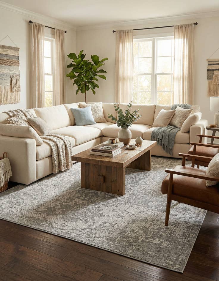 Detail image of  9' x 12'  Washable Traditional Indoor / Outdoor Rug