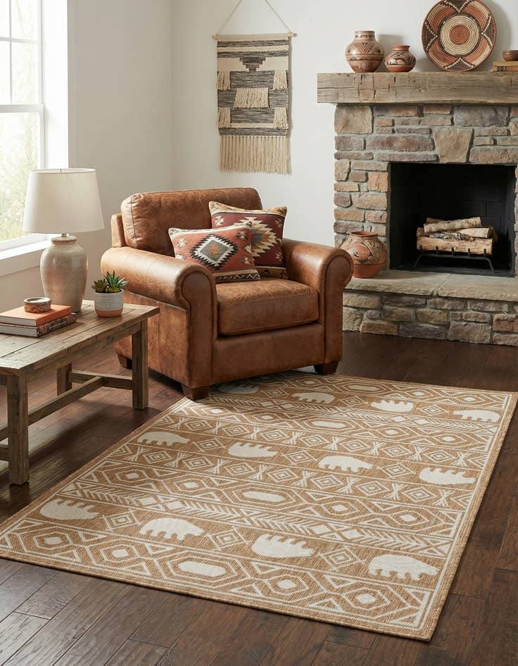 Detail image of 4' x 6' Easy-Clean Southwestern Indoor / Outdoor Rug