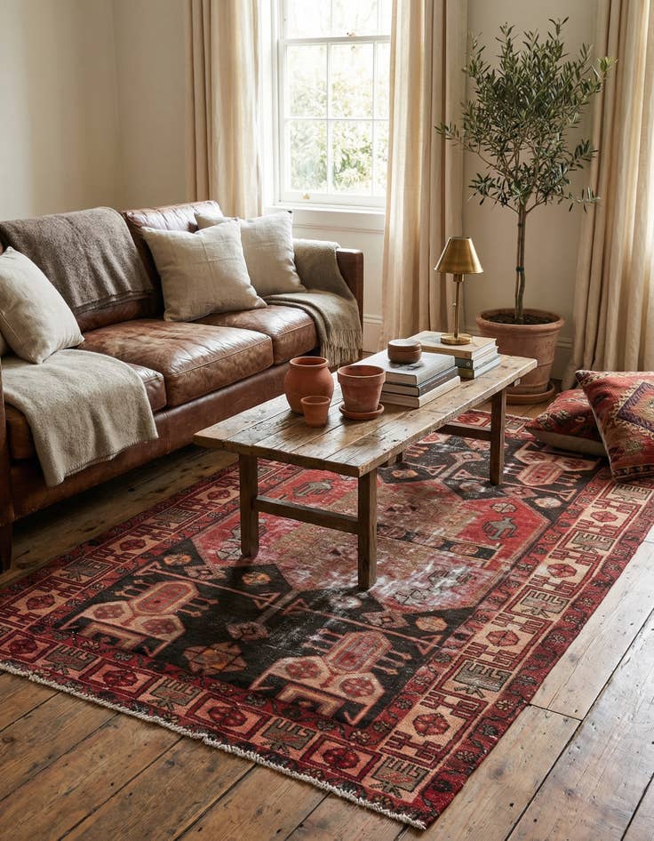 Detail image of  4' 3 x 7' 1  Hand Knotted Ultra Vintage Persian Wool Rug