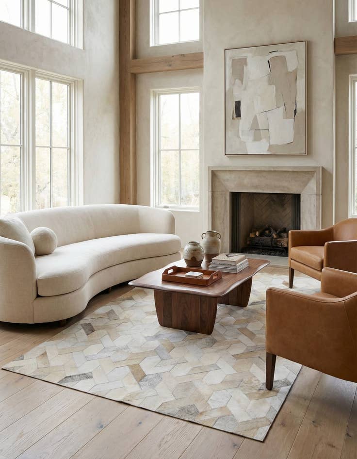 Detail image of  5' 1 x 7' 11 Cowhide - Patchwork Rug