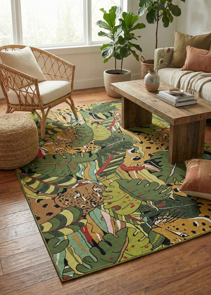 5' x 8' Easy-Clean Botanical Indoor / Outdoor Rug