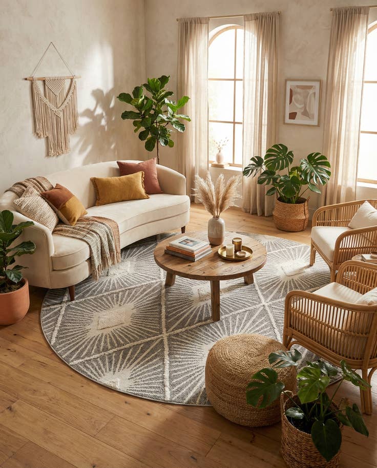 Detail image of 7' 10 x 7' 10 Boho Round Rug
