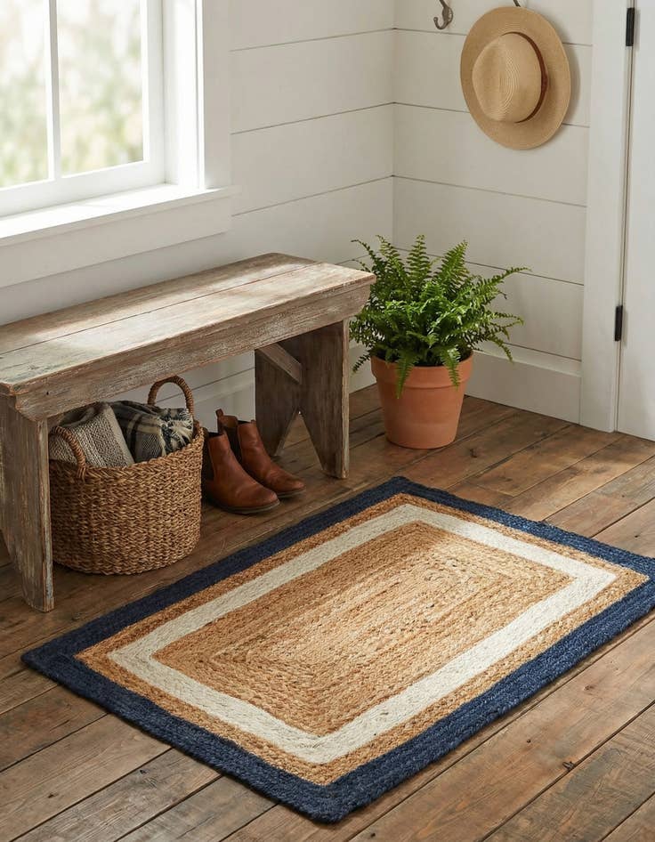 Detail image of 2' x 3' 1  Hand Braided Jute Rug