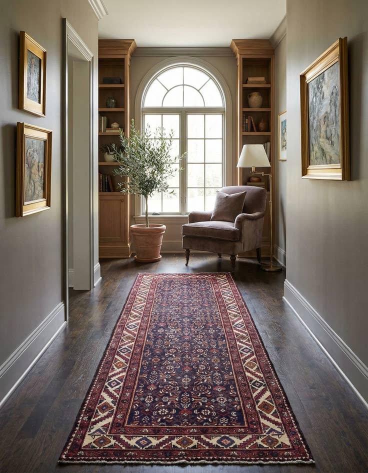 Detail image of  3' 7 x 10' 2  Hand Knotted Hossainabad Persian Wool Runner Rug