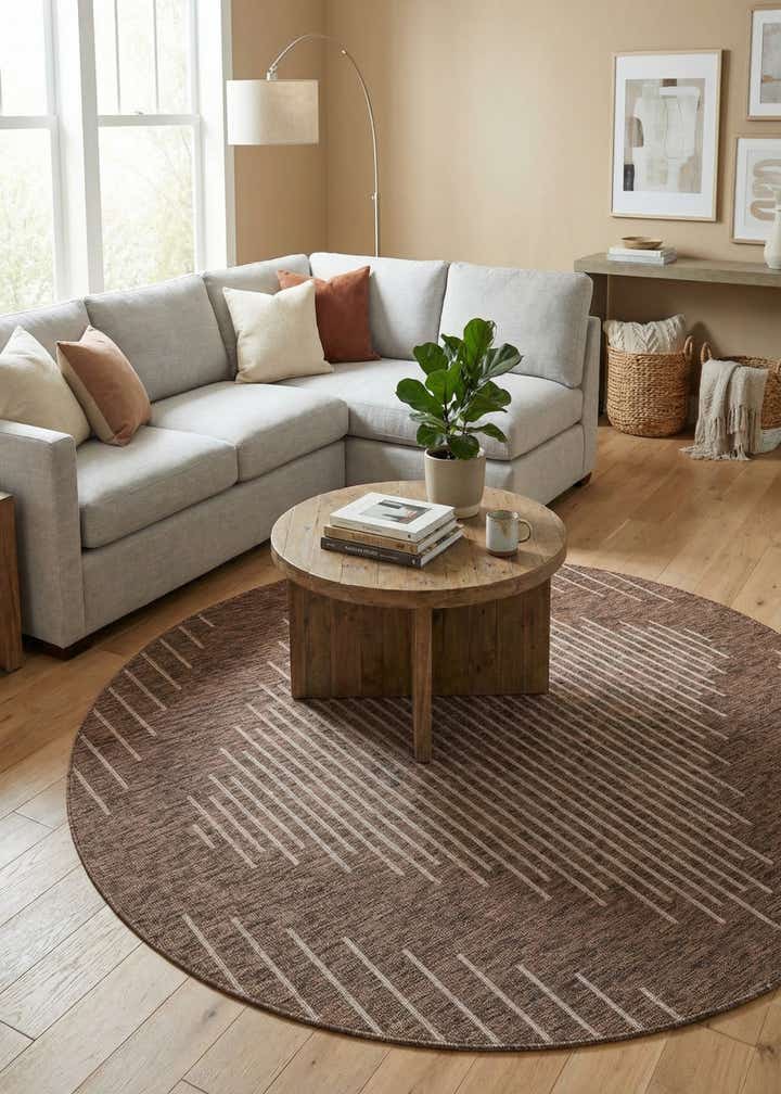 7' 10 x 7' 10 Easy-Clean Modern Indoor / Outdoor Round Rug