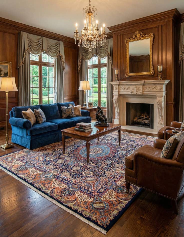 Detail image of 9' 9 x 12' 11  Hand Knotted Kashmir Persian Wool Rug